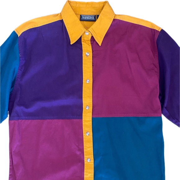 90's Colorblock Manisha button down - Picture 3 of 4
